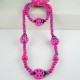 Dětský, dívčí dřevěný set náhrdelník + náramek s beruškou růžový