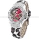 Luxusní módní dámské hodinky leopardí s krystaly stříbrné