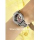 Luxusní módní dámské hodinky leopardí s krystaly stříbrné