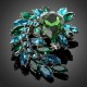Luxusní módní brož - kapka zelený, modrý Swarovski krystal P0605