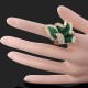 Luxusní dámský zlatý prsten clear & smaragd Swarovski krystal J0096