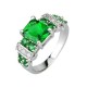 Luxusní dámský stříbrný prsten zelený Swarovski krystal J3861