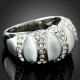 Luxusní smaltový prsten bílé zlato, bílý Swarovski krystal J0929