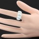 Luxusní smaltový prsten bílé zlato, bílý Swarovski krystal J0929
