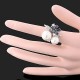 Luxusní prsten bílé zlato, perly, květina, bílý Swarovski krystal J1083