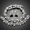 Luxusní perlový set - náhrdelník + náramek + náušnice bílé zlato Swarovski krystal G0265