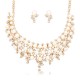 Luxusní perlový set - náhrdelník + náušnice žluté zlato Swarovski krystal G0801