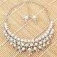 Luxusní perlový set - náhrdelník + náušnice bílé zlato Swarovski krystal G0801