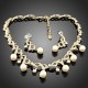 Luxusní perlový set - náhrdelník + náušnice žluté zlato Swarovski krystal G0689