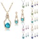 Dámský set - náhrdelník + náušnice srdce v láhvi Swarovski krystal G0815 - 4 barvy, 2 varianty