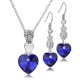 Dámský set - náhrdelník + náušnice srdce Swarovski krystal G0808 - 5 barev