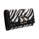 Módní dámská peněženka s mašlí Anna Smith potisk zebry - bílá