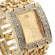 Luxusní zlaté dámské hodinky s krystaly a atraktivním opaskem