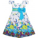 Dětské, dívčí šaty bílé s modrými květy