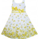 Dětské, dívčí letní šaty bílé se žlutými motýlky
