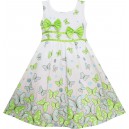 Dětské, dívčí letní šaty bílé se zelenými motýlky