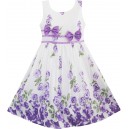 Dětské, dívčí letní šaty bílé s jemně fialovými kytičkami