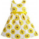 Dětské, dívčí letní šaty bílé se žlutými slunečnicemi