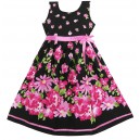 Dětské, dívčí letní šaty černé s růžovými květy