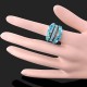 Luxusní prsten bílé zlato, modrý Swarovski krystal J1055