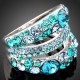 Luxusní prsten bílé zlato, modrý Swarovski krystal J1055