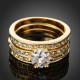 Luxusní prsten, žluté zlato, bílý Swarovski krystal J0151