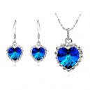 Dámský set - náhrdelník + náušnice Swarovski krystal modré srdce oceánu