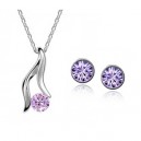 Dámský set - náhrdelník + náušnice fialový Swarovski krystal 
