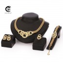 Luxusní 4 dílný set - zlatý masivní náhrdelník, náramek, náušnice + prsten