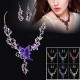 Luxusní set - štrasový náhrdelník + náušnice barevný krystal - motýl