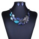 Luxusní set - kovový smaltovaný náhrdelník + náušnice list - 4 barvy