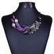 Luxusní set - kovový smaltovaný náhrdelník + náušnice list - 4 barvy
