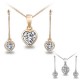 Dámský set - náhrdelník + náušnice bílý Swarovski krystal srdíčko - stříbrný, zlatý