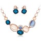 Luxusní zlatý dámský set -  náhrdelník + náušnice barevný velký krystal