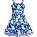 Dětské, dívčí letní šaty s modrými kytičkami