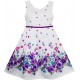 Dětské, dívčí letní šaty bílé s fialovými kytičkami