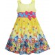Dětské, dívčí letní šaty žluté s květinkami a mašličkou