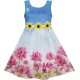 Dětské, dívčí letní šaty modré s 3D slunečnicemi