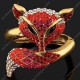 Luxusní velký zlatý masivní dámský náramek liška červený Swarovski krystal 