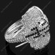 Luxusní velký stříbrný masivní dámský náramek slon bílý Swarovski krystal 