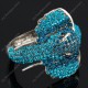 Luxusní velký stříbrný masivní dámský náramek slon modrý Swarovski krystal 