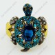 Luxusní módní zlatý masivní dámský náramek želva modrý Swarovski krystal 