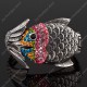 Luxusní módní stříbrný masivní dámský náramek ryba barevný Swarovski krystal 