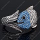 Luxusní módní stříbrný masivní dámský náramek ryba modrý Swarovski krystal 