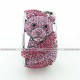 Luxusní stříbrný masivní dámský náramek medvídek panda růžový Swarovski krystal 