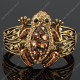 Luxusní velký zlatý masivní dámský náramek žába hnědý Swarovski krystal 