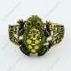 Luxusní velký zlatý masivní dámský náramek žába zelený Swarovski krystal 