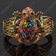 Luxusní velký zlatý masivní dámský náramek žába barevný Swarovski krystal 
