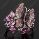 Luxusní velký stříbrný masivní dámský náramek motýl fialový Swarovski krystal 
