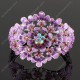 Luxusní velký stříbrný masivní dámský náramek květina fialový Swarovski krystal 